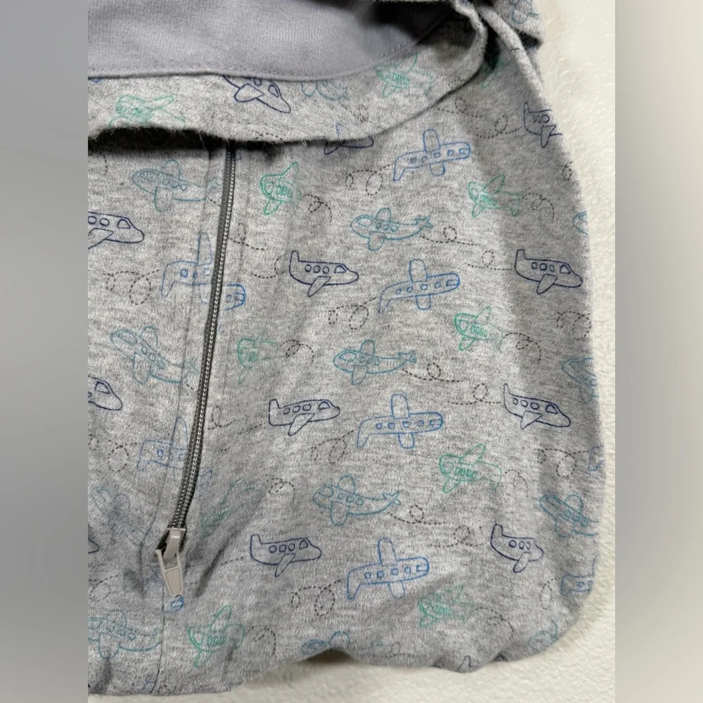 Halo Grey Sleep Sack with Blue and Green Airplane Print